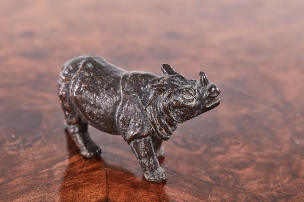  Antique Miniature Bronze Rhino 
