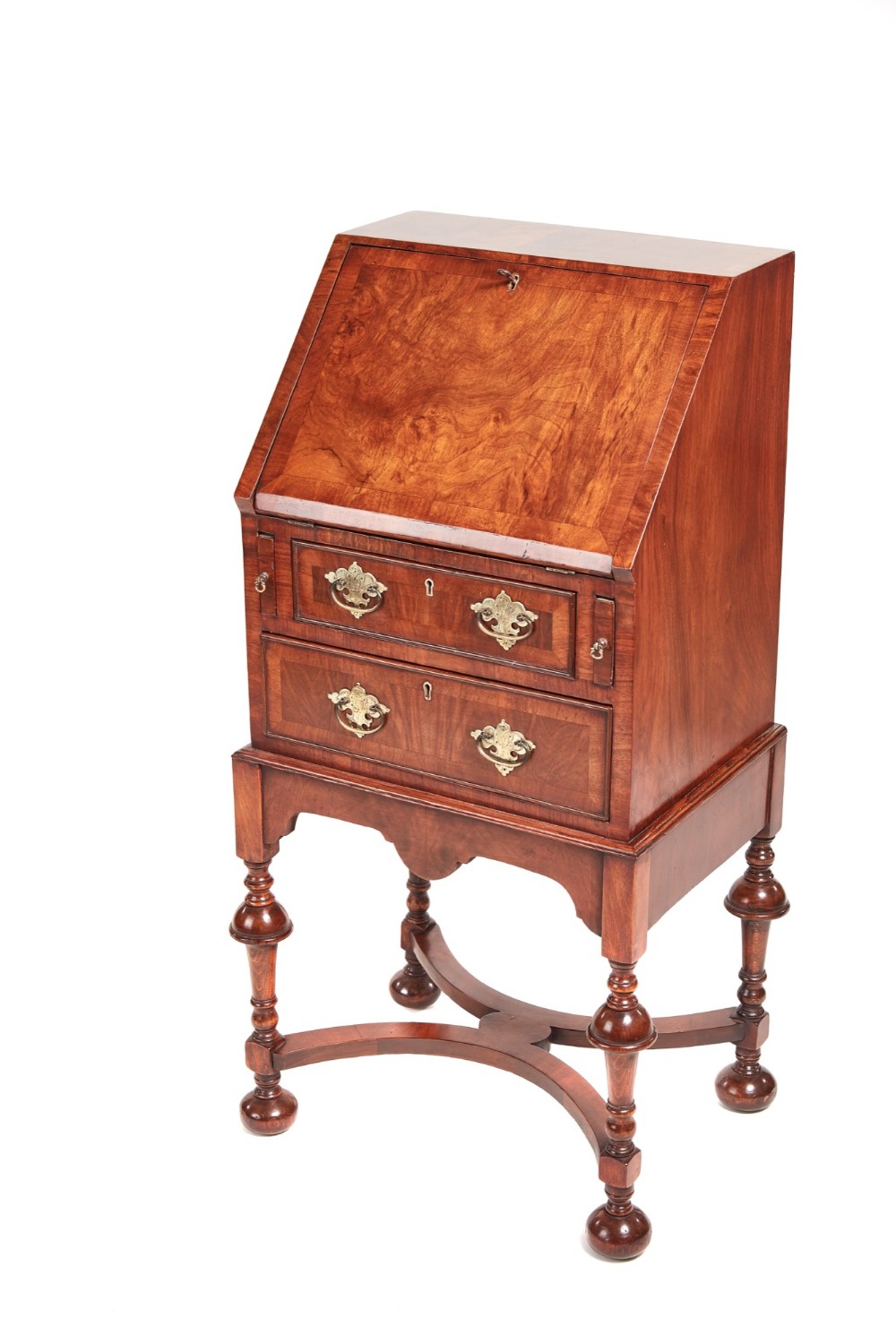Outstanding Antique William & Mary Style Figured Walnut Bureau c.1910