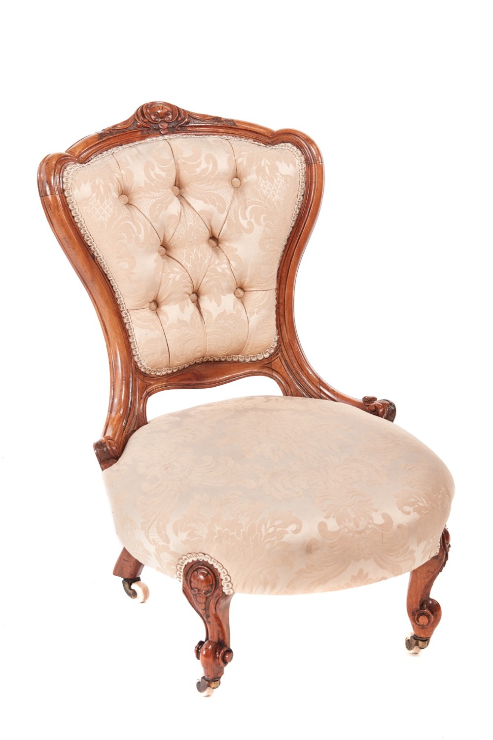  Quality Victorian Carved Walnut Ladies Chair

