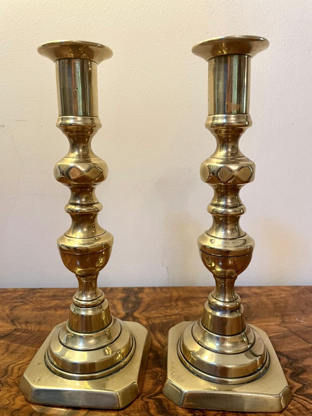  Pair of Antique Victorian Brass Candlesticks 