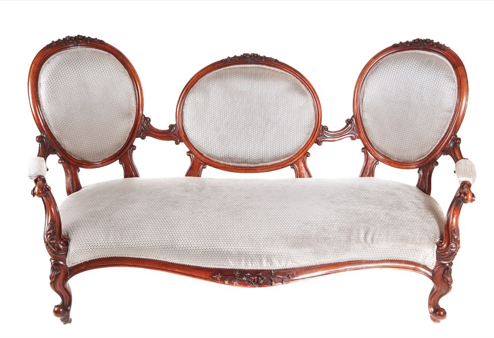  fantastic Victorian carved walnut cameo back settee. 