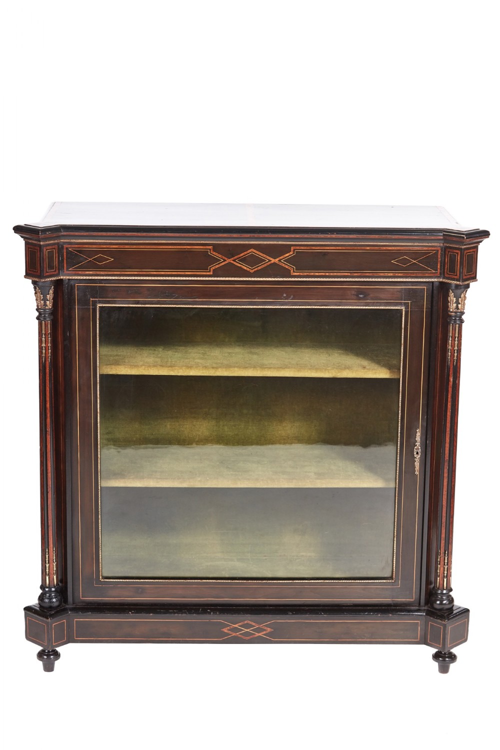 Victorian ebonised and inlaid display cabinet