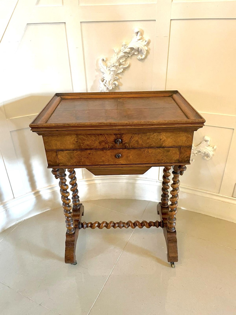   Fine Quality Antique Victorian Burr Walnut Work Table

