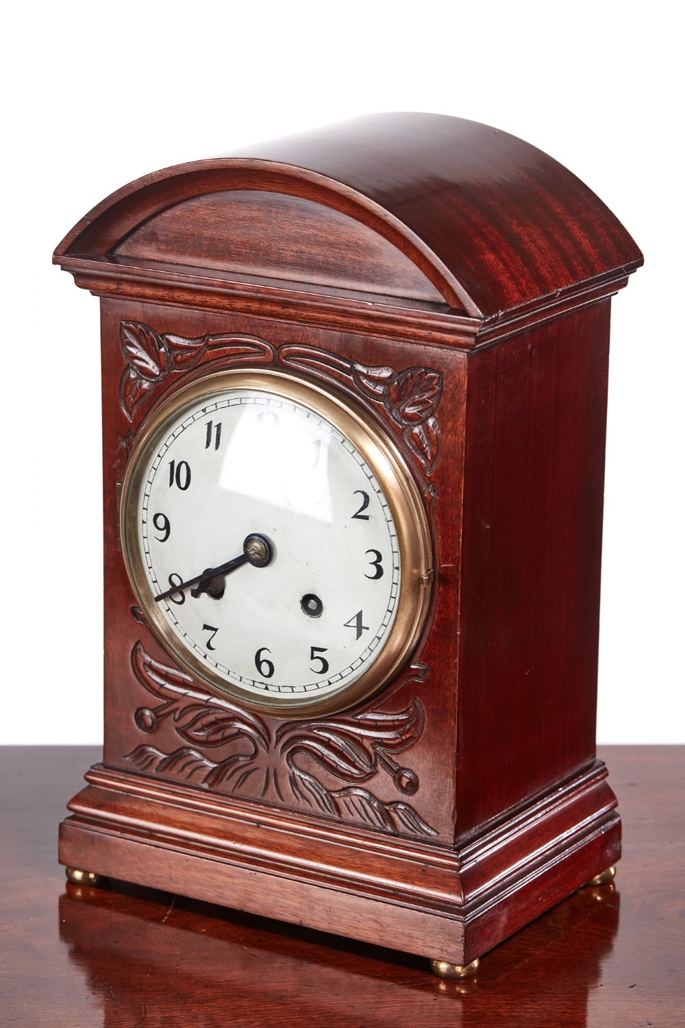 Edwardian carved mahogany mantel clock 