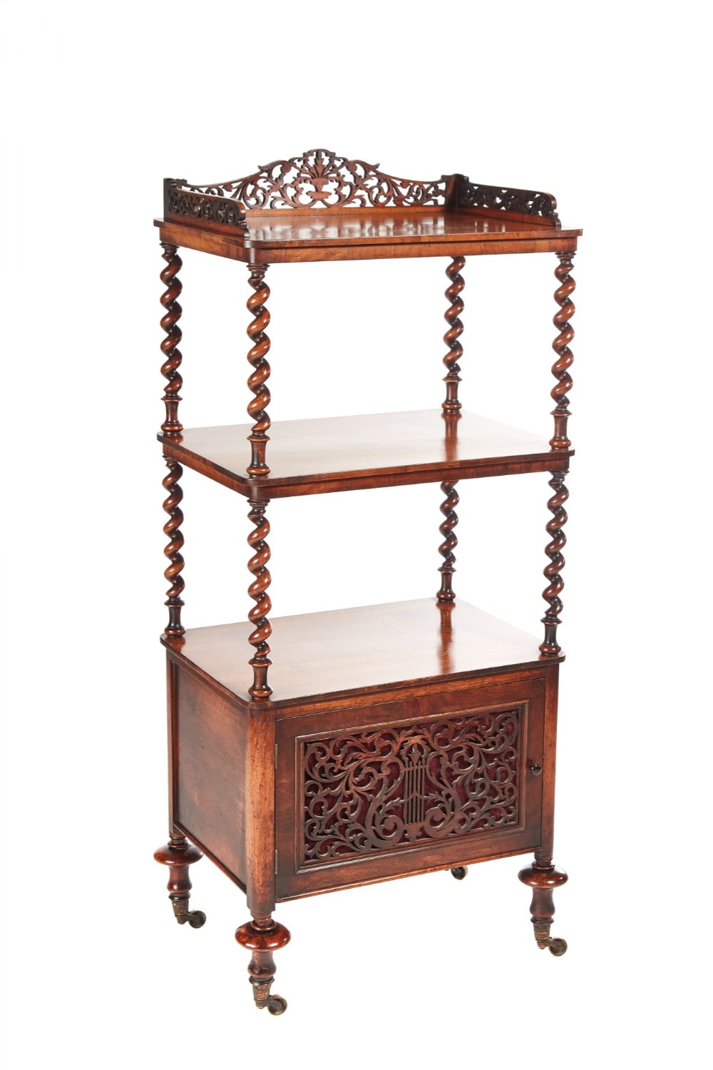 Victorian burr walnut whatnot. 