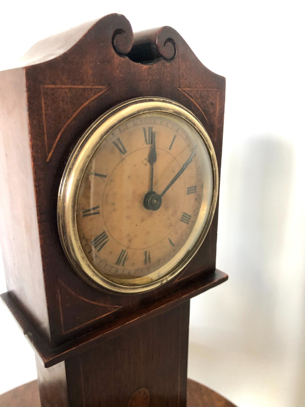 Antique inlaid mahogany apprentice miniature longcase clock View VII