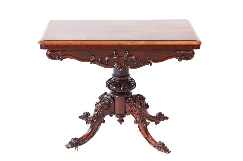Quality Victorian carved hardwood card table. 