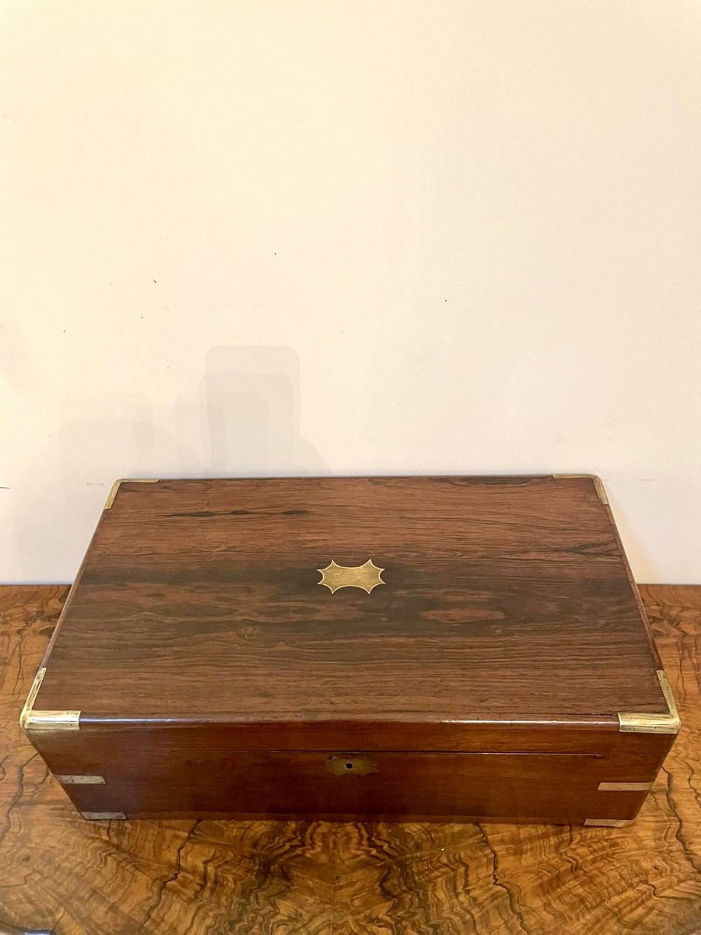 Quality Antique Victorian Brass Bound Rosewood Writing Box 