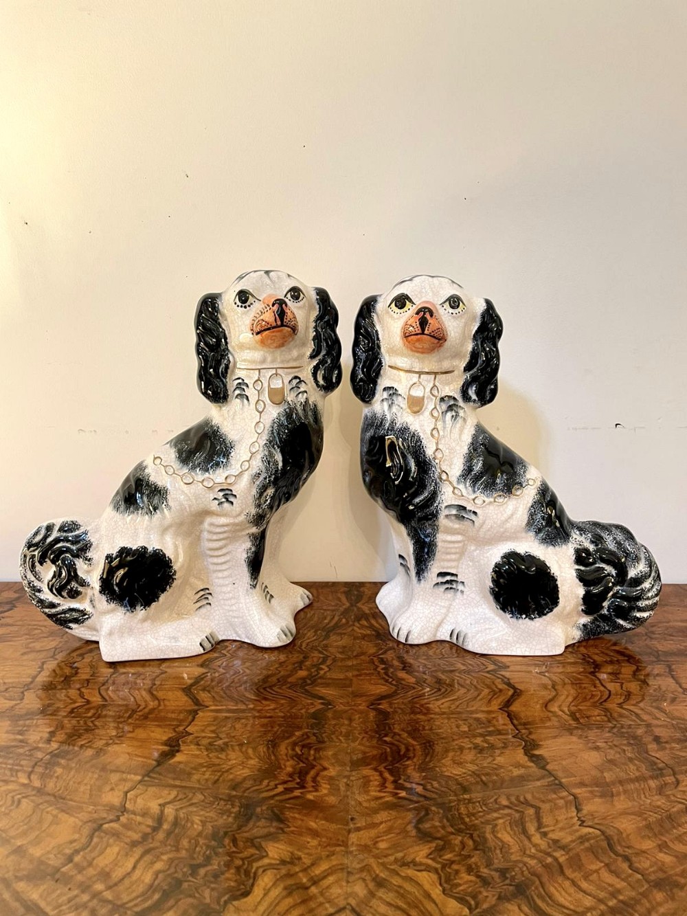 Pair of antique Victorian Staffordshire dogs