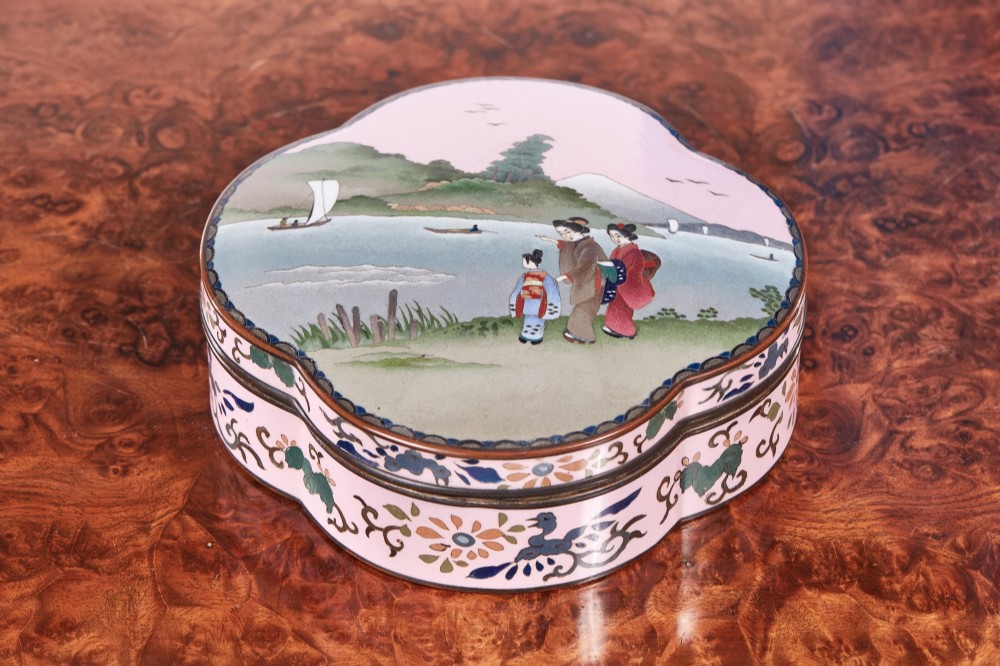  unusual antique shaped Japanese cloisonne box