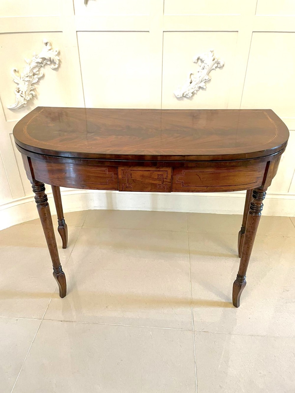  Fine George III Sheraton Inlaid Mahogany Card Table 