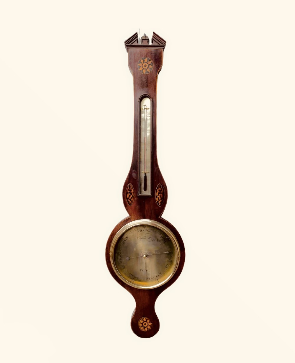   Antique George III Mahogany Banjo Barometer 
