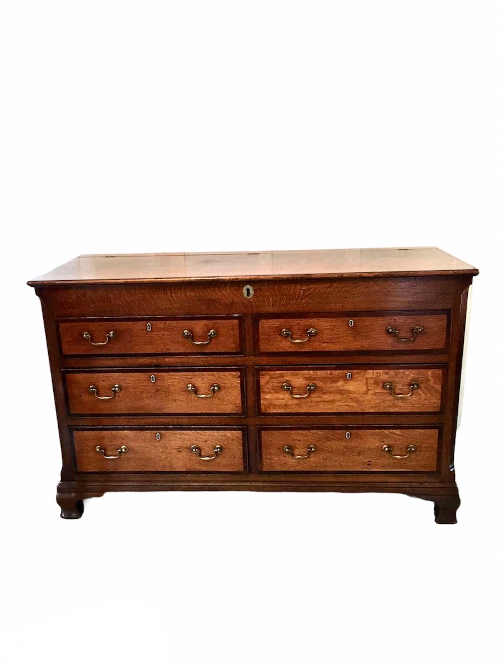 Large George III Antique Oak Lancashire Mule Chest