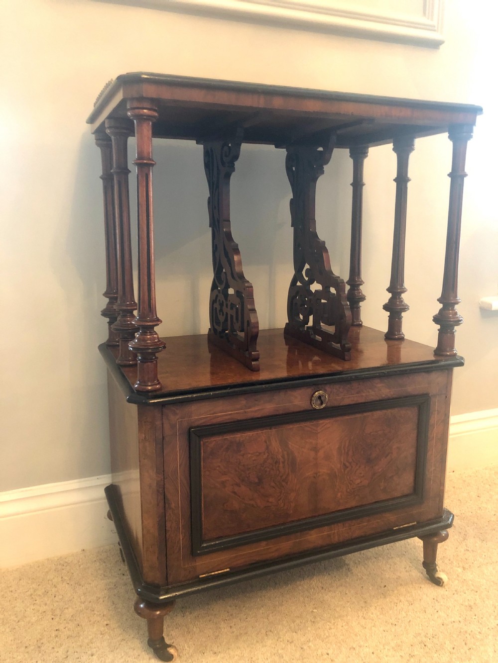  Outstanding Quality Inlaid Burr Walnut Music Cabinet/Canterbury