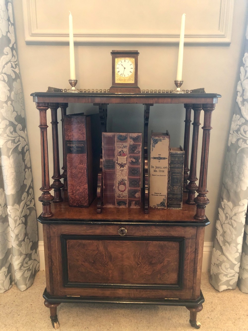  Outstanding Quality Inlaid Burr Walnut Music Cabinet/Canterbury View II