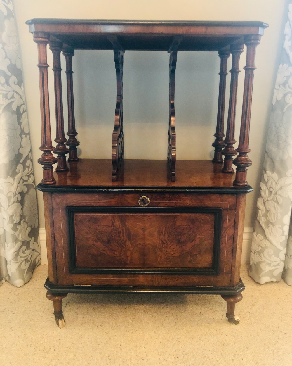  Outstanding Quality Inlaid Burr Walnut Music Cabinet/Canterbury View VI