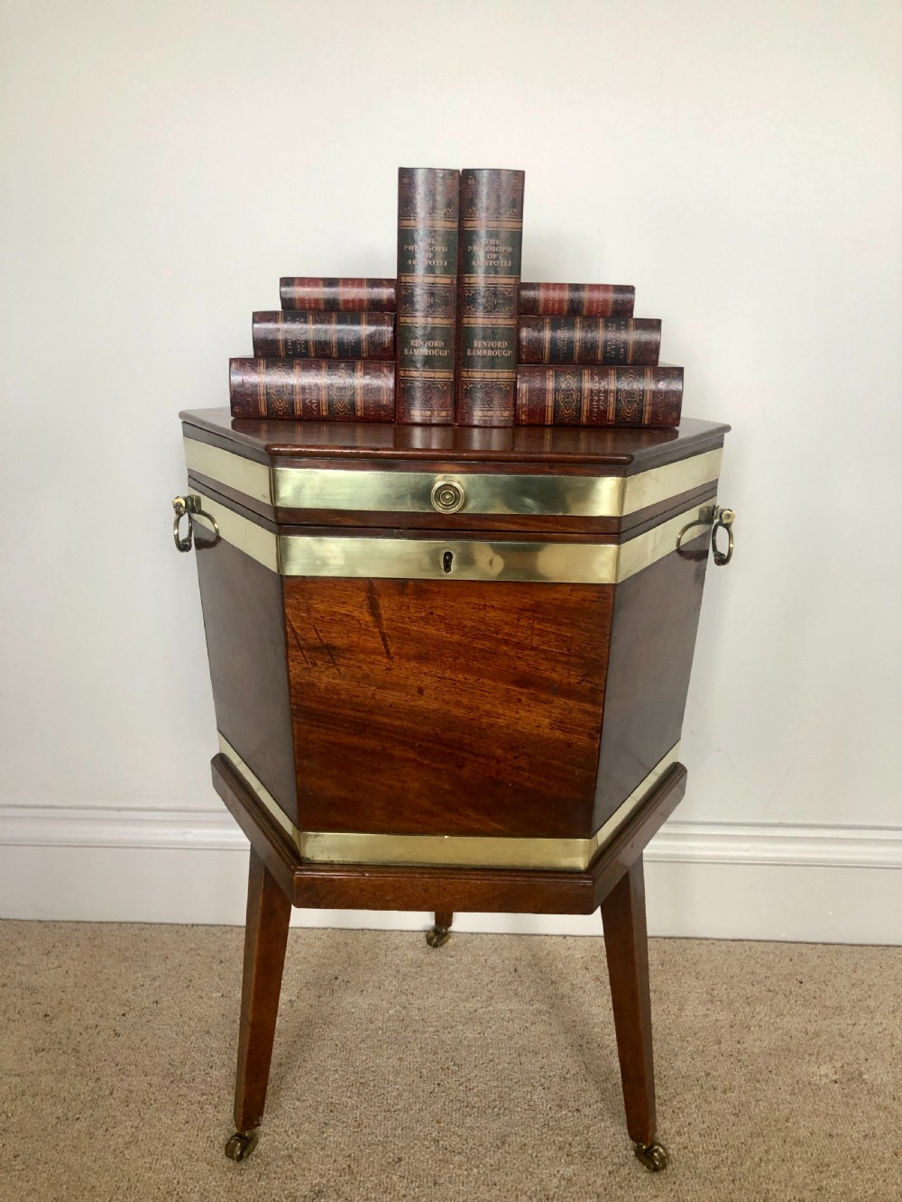  Fine 18th Century Antique George III Mahogany Brass Bound Wine Cooler View II