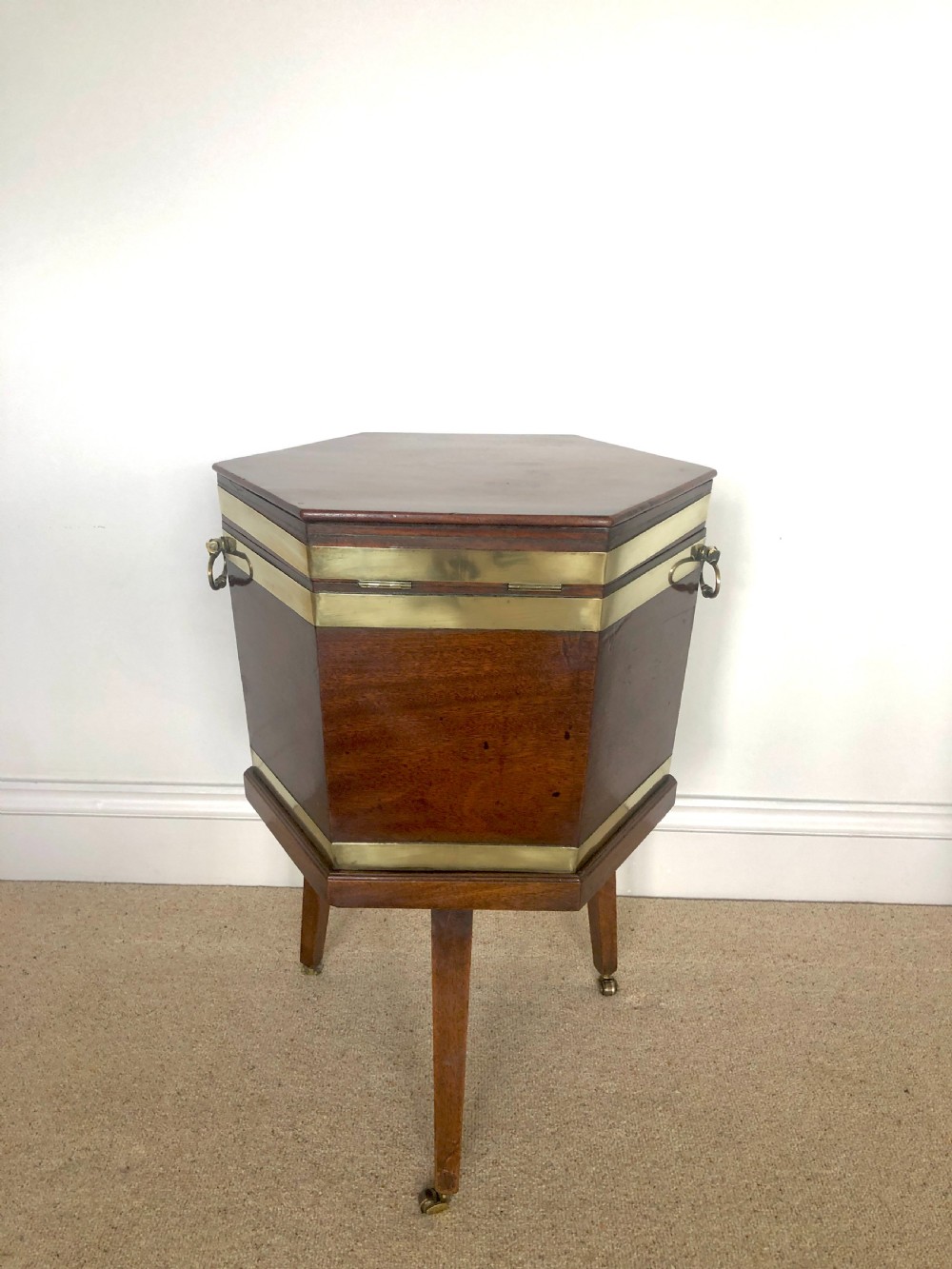  Fine 18th Century Antique George III Mahogany Brass Bound Wine Cooler View IV