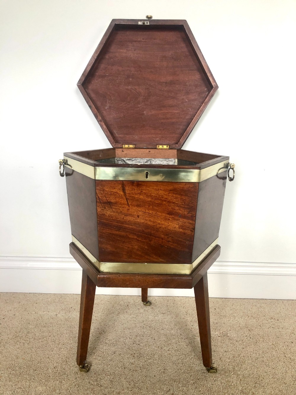  Fine 18th Century Antique George III Mahogany Brass Bound Wine Cooler View VIII