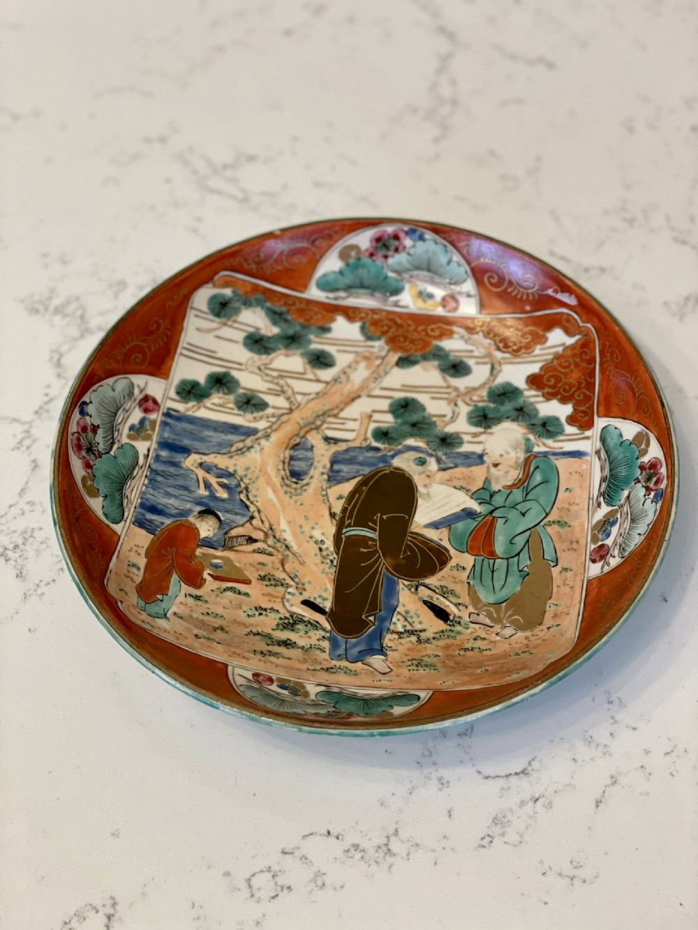  Quality Antique Japanese Hand Painted Kutani Shallow Bowl
