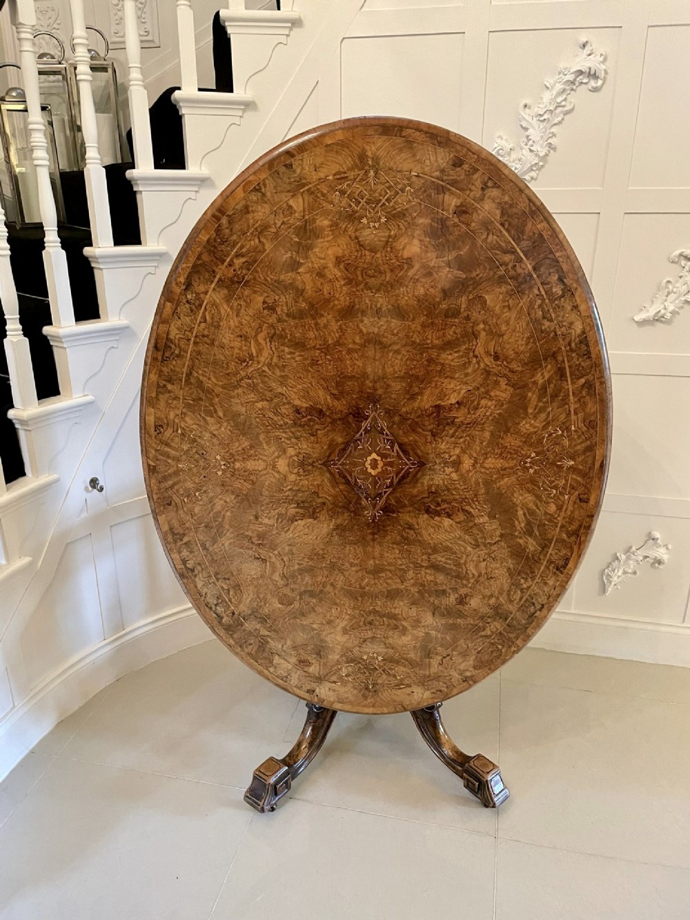 Superb Quality Antique Victorian Inlaid Burr Walnut Centre Table 
