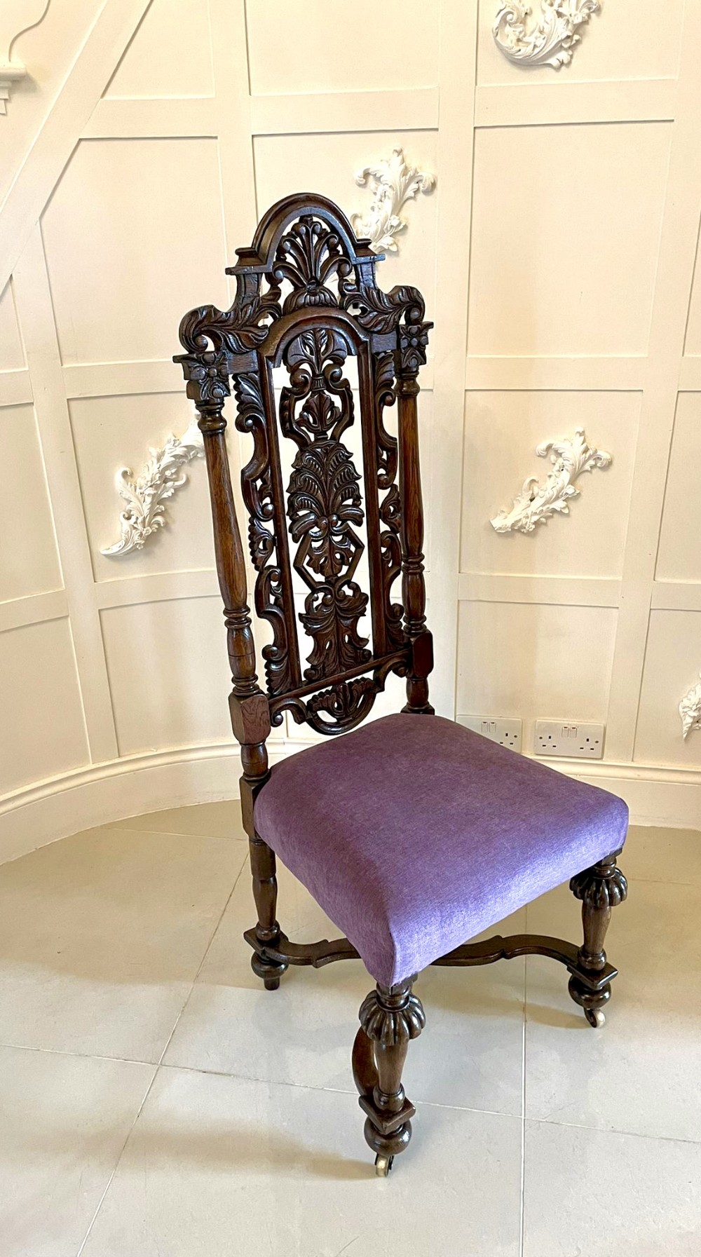Amazing Quality Antique Victorian Carved Oak Side Chair