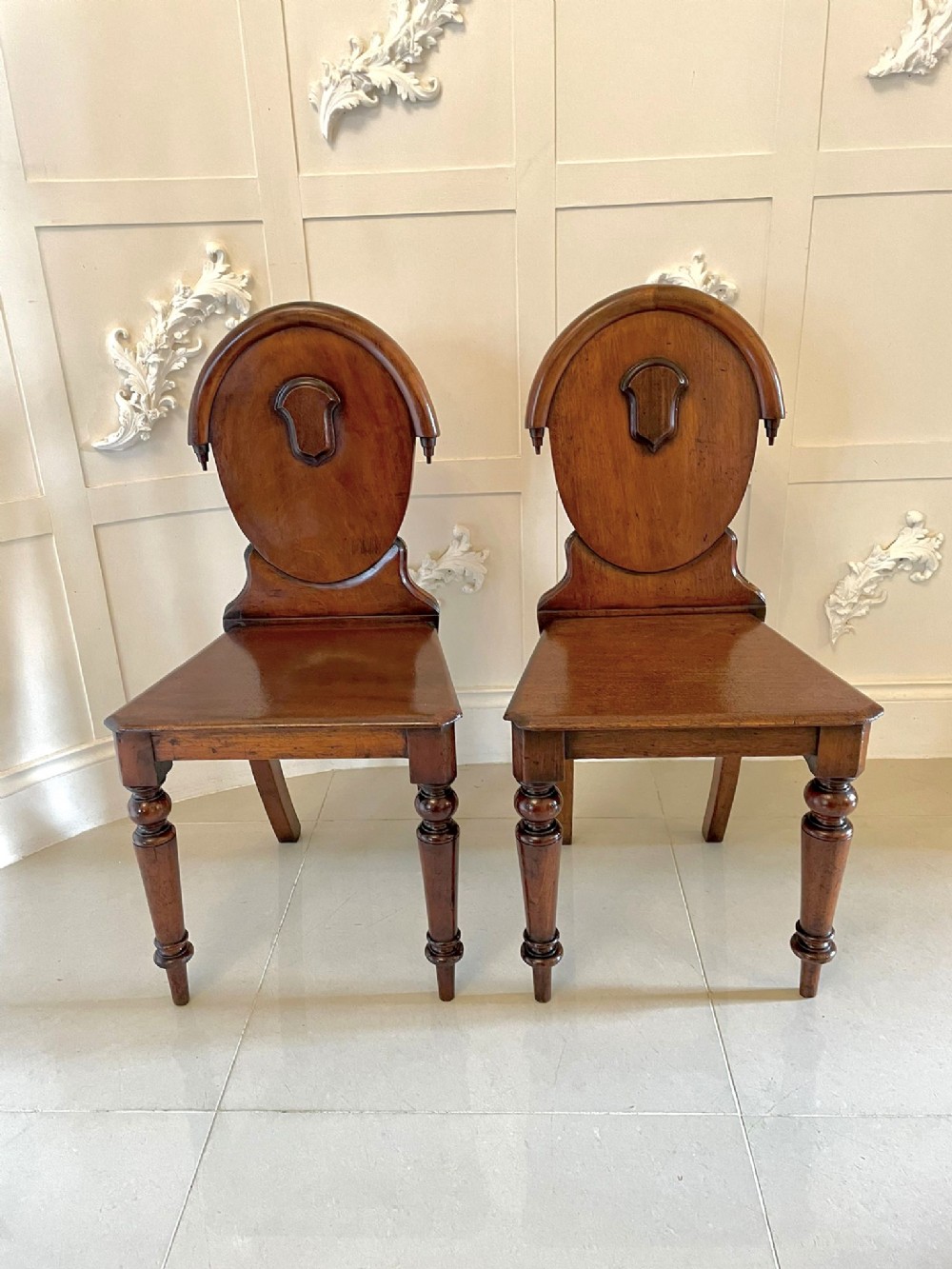 Pair of Antique Victorian Mahogany Hall Chairs