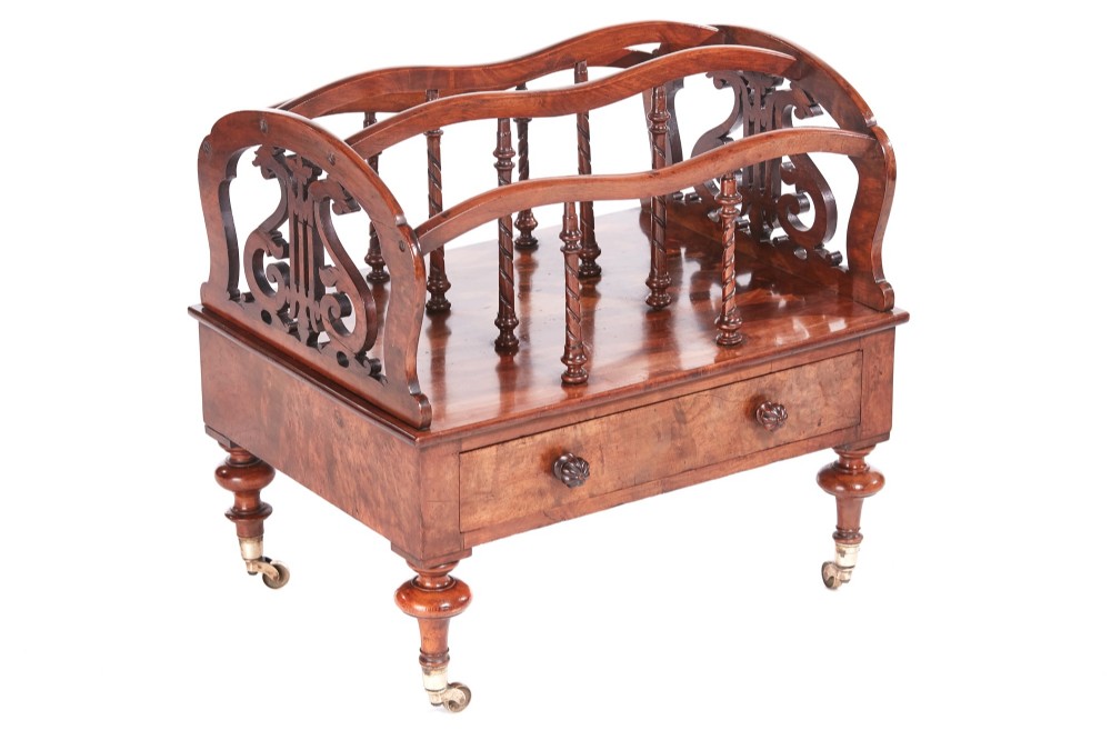  Antique Victorian Burr Walnut Canterbury

