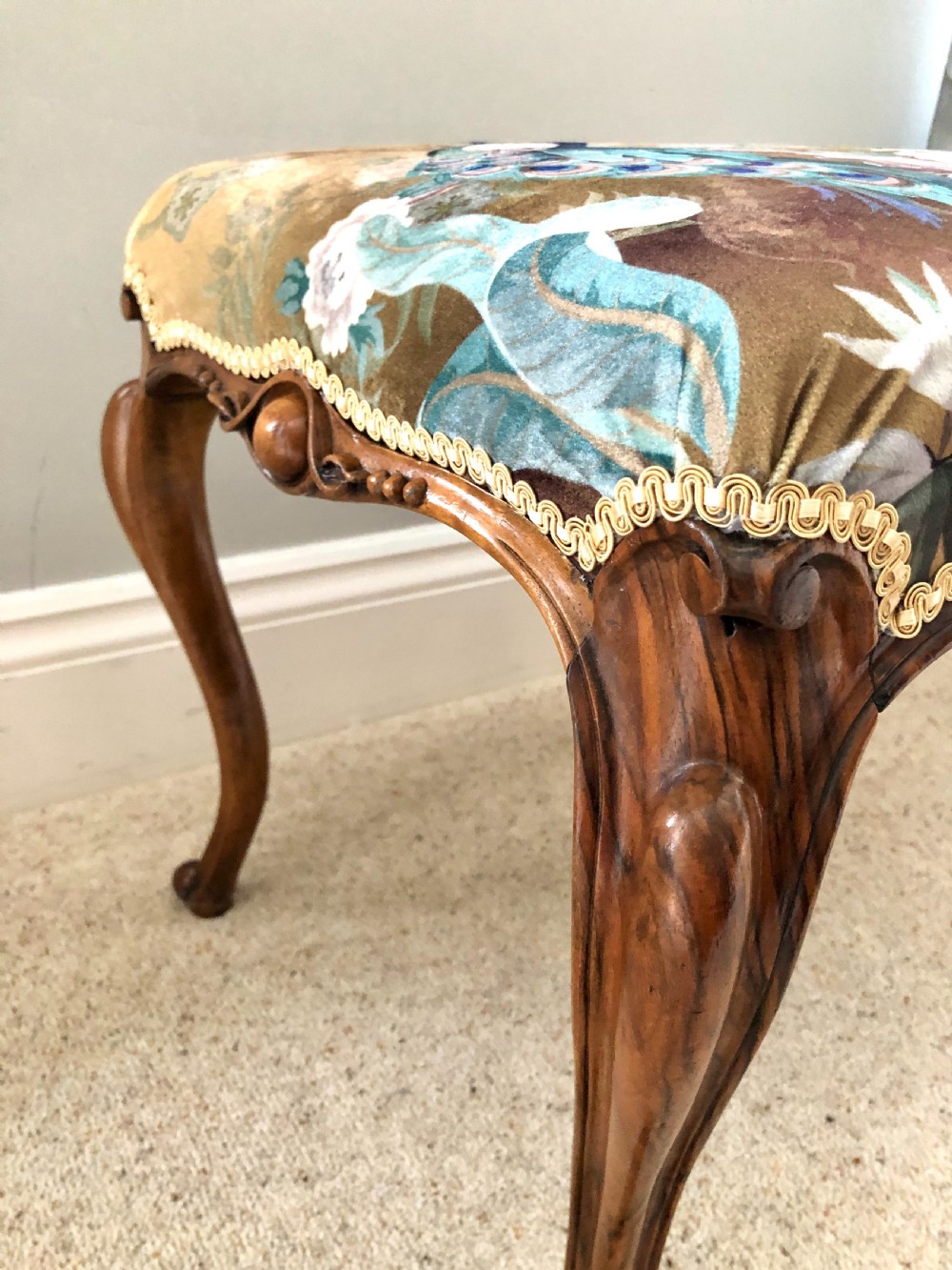  Antique Victorian Freestanding Walnut Stool
 View V
