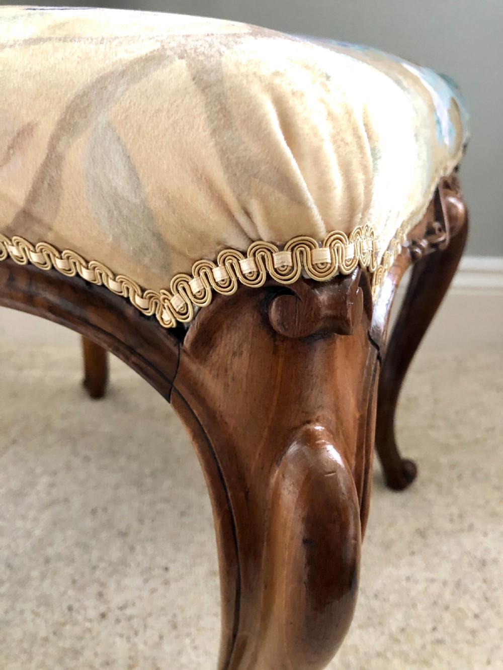  Antique Victorian Freestanding Walnut Stool
 View VI