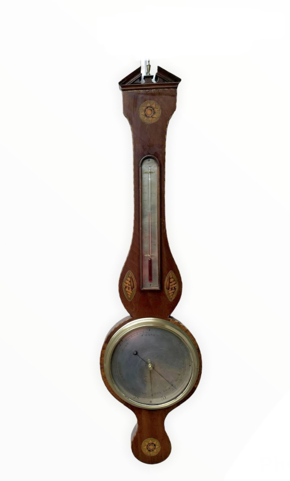 Antique George III Mahogany Inlaid Banjo Barometer 