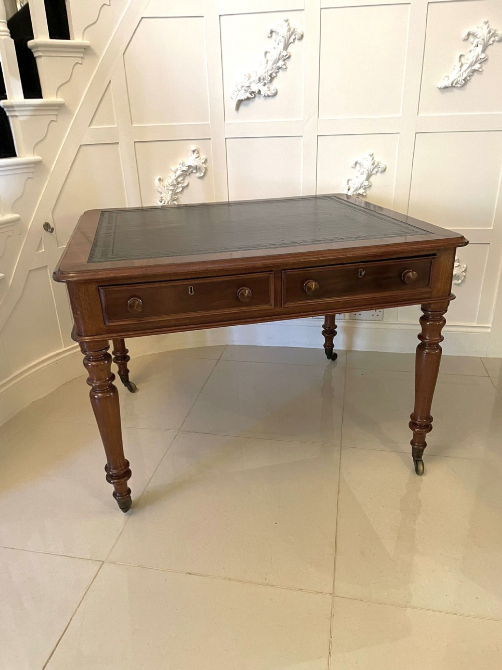  Antique Victorian Quality Mahogany Partner Writing Desk
