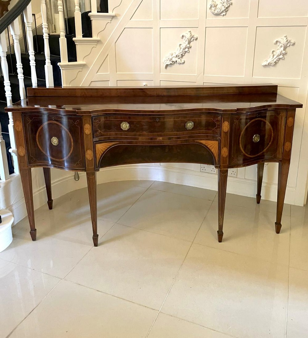 Outstanding Quality Antique Victorian Inlaid Mahogany Serpentine Shaped Sideboard 
