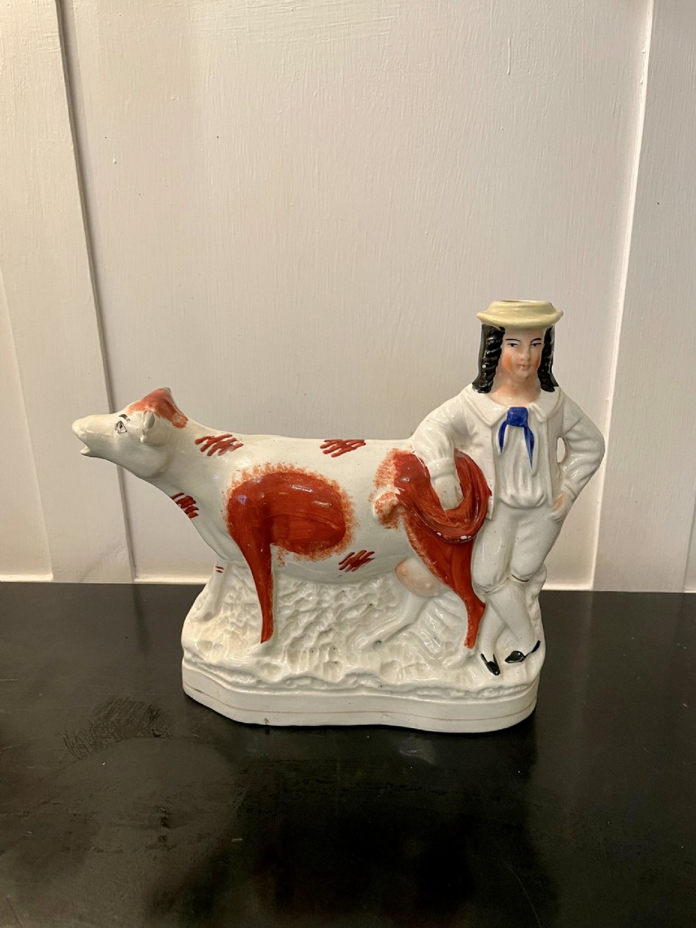  Unusual Antique Victorian Staffordshire Cow Creamer

