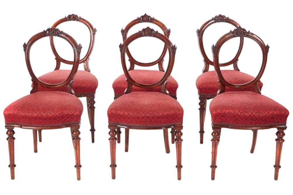  Finest Quality Set of 6 Antique Victorian Walnut Dining Chairs
