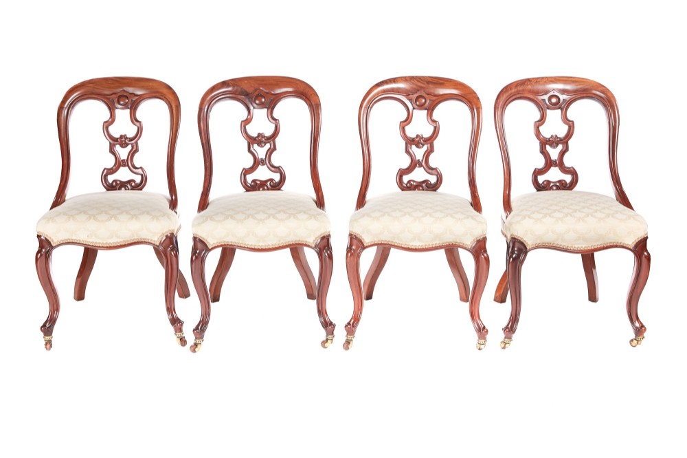  Fine Quality Set of 4 Victorian Mahogany Dining Chairs
