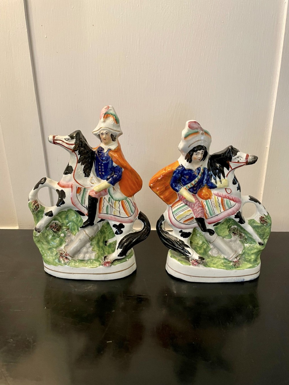 Pair of Antique Victorian Staffordshire Figures 

