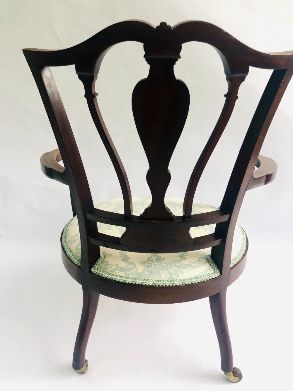 Antique Victorian Inlaid Mahogany Armchair View IV