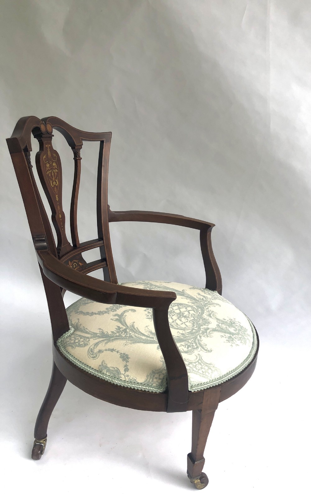 Antique Victorian Inlaid Mahogany Armchair View V