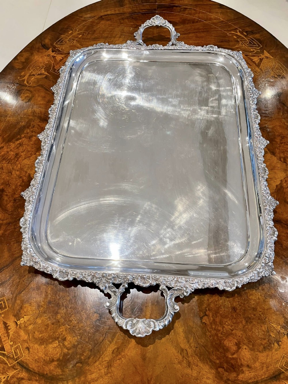 Superb Quality Large Antique Victorian Silver Plated Tea Tray 

