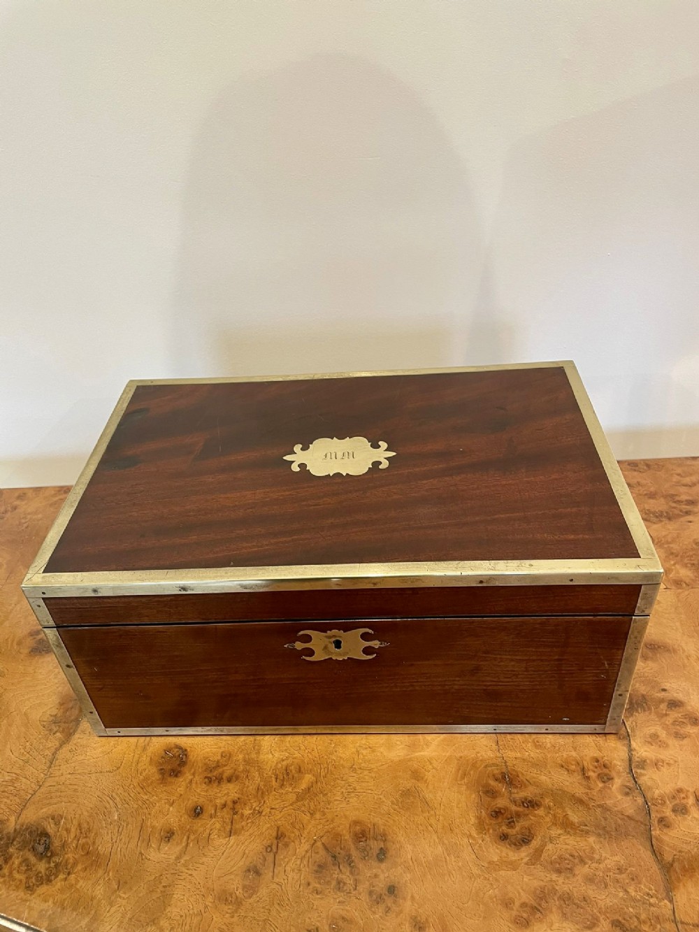   Antique George III Superb Quality Mahogany Brass Bound Writing Box 
