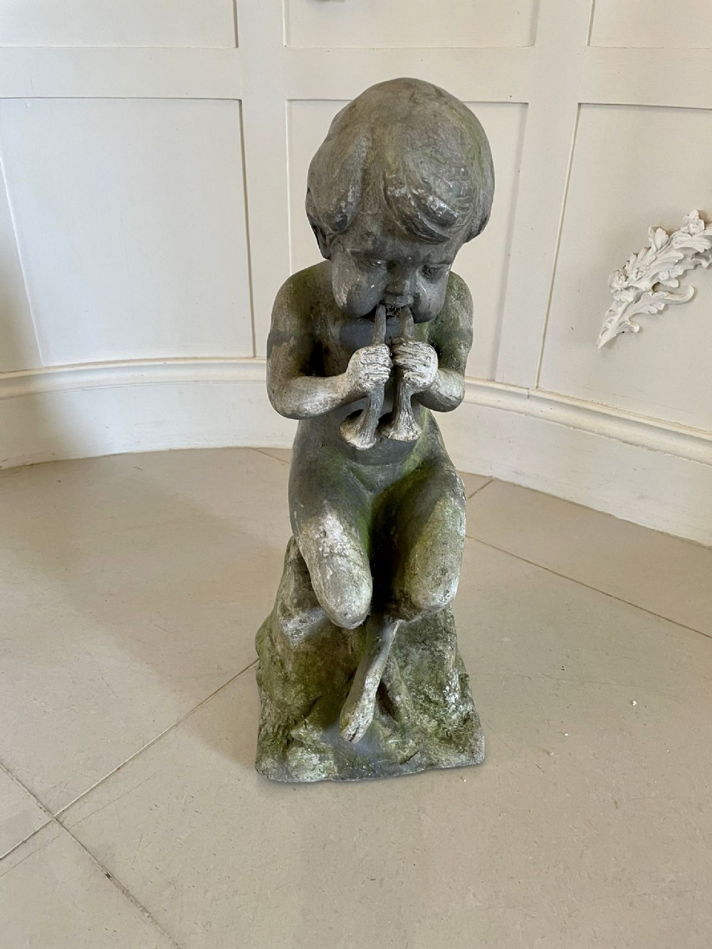 Unusual Antique Victorian Quality Lead Satyr Musician