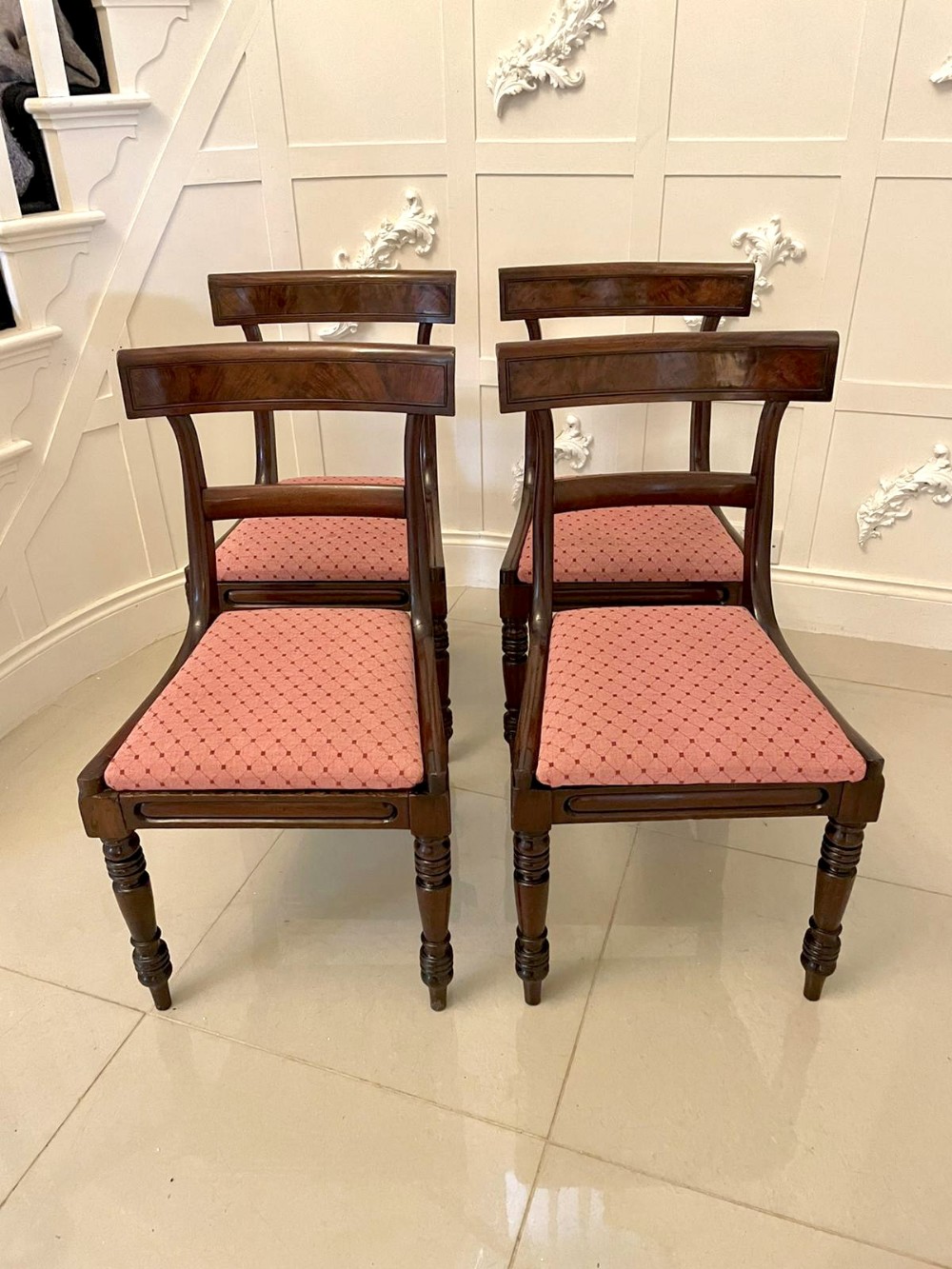  Set of Four Antique William IV Quality Mahogany Dining Chairs 
