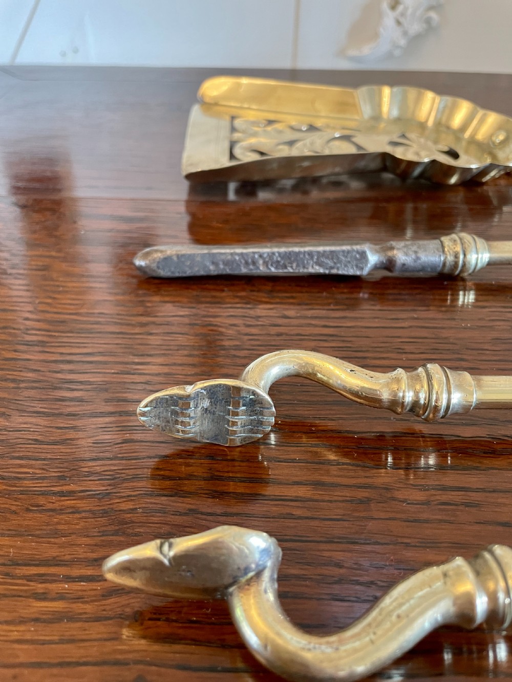 Antique Victorian Set of Quality Brass Fire Irons 
 View II