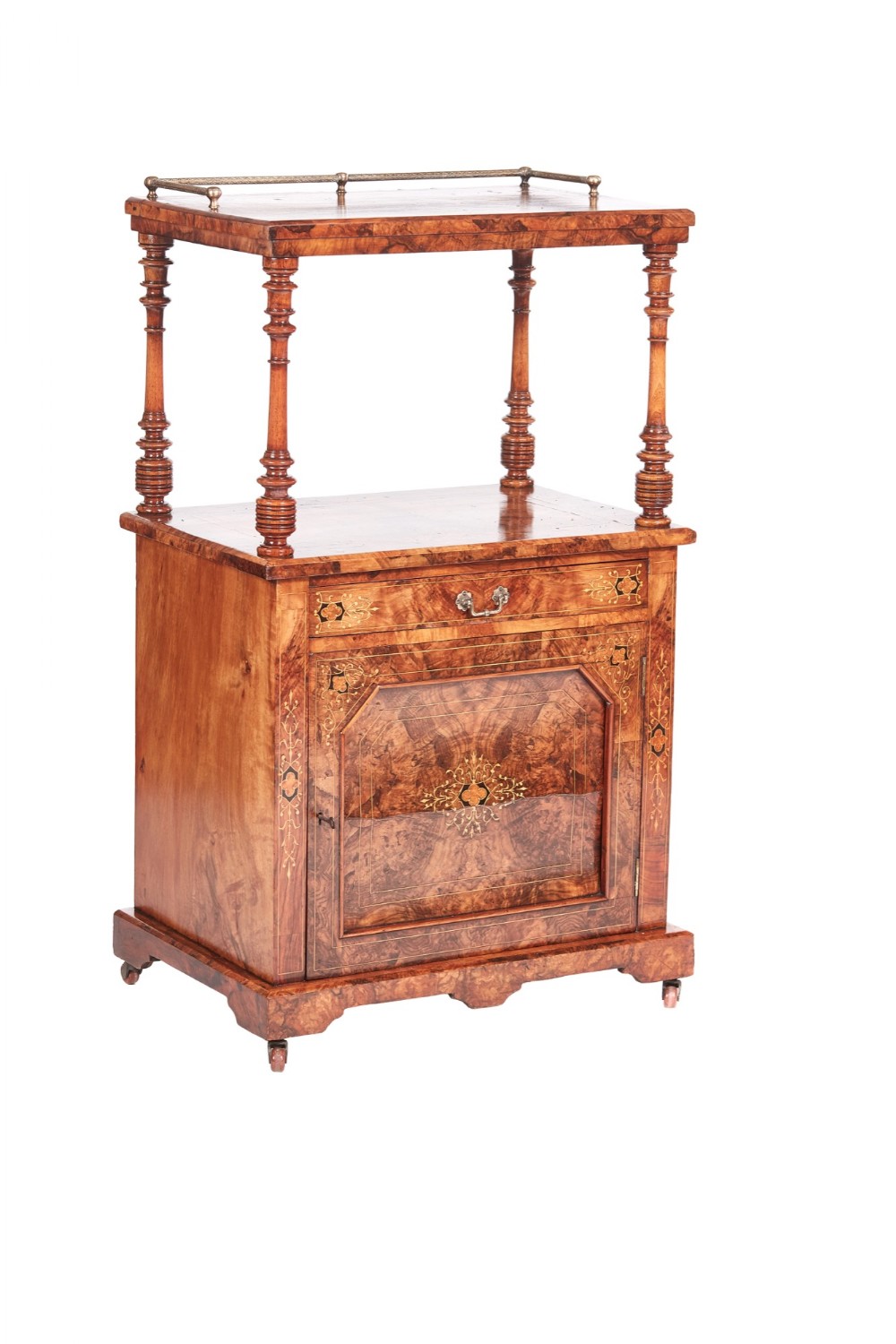 Quality Victorian Inlaid Burr Walnut Canterbury