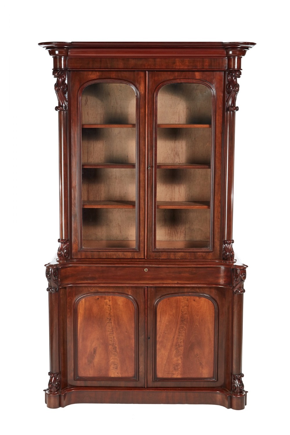 Superior Quality Victorian Carved Mahogany Bookcase