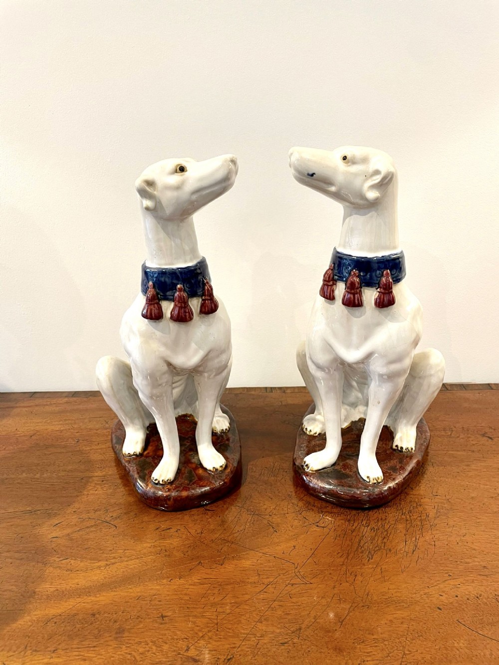 Large Pair of Quality Antique Victorian Continental Greyhounds 
