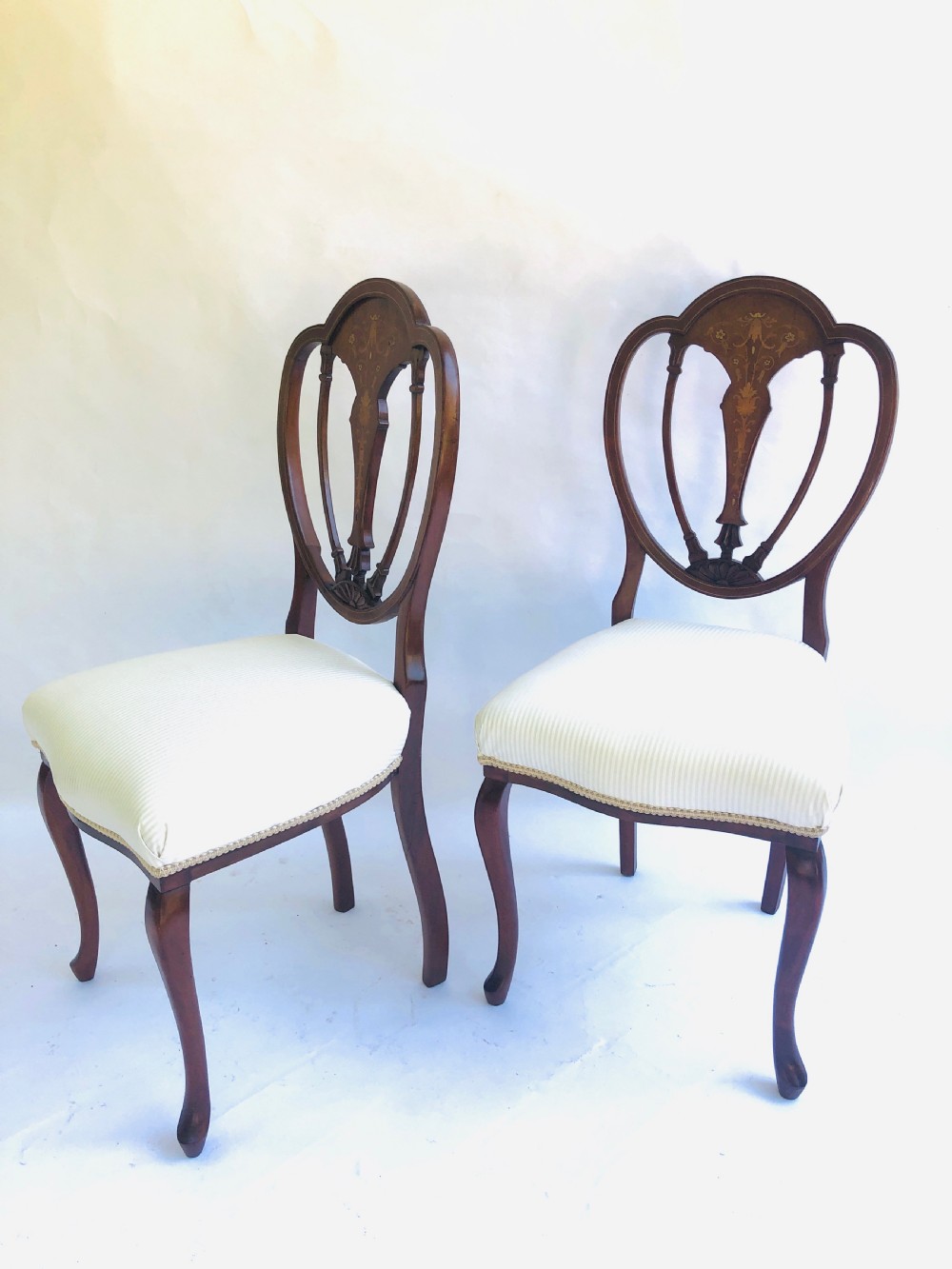 Fine Quality Pair of Inlaid Mahogany Victorian Side Chairs View II