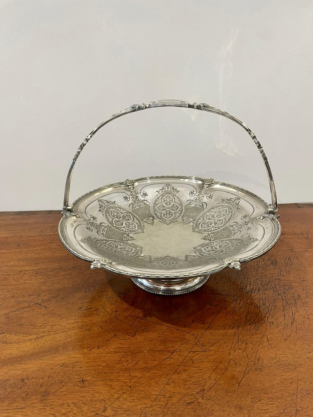 Antique Edwardian Quality Engraved Silver Plated Cake Basket 
