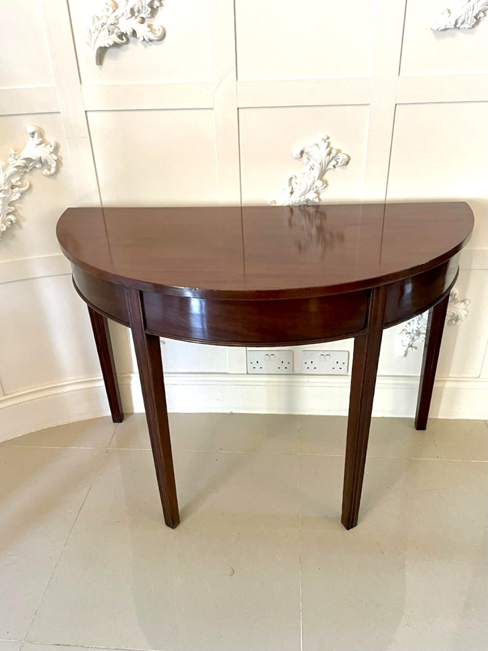  Antique George III Mahogany Demi-lune Console Table 
